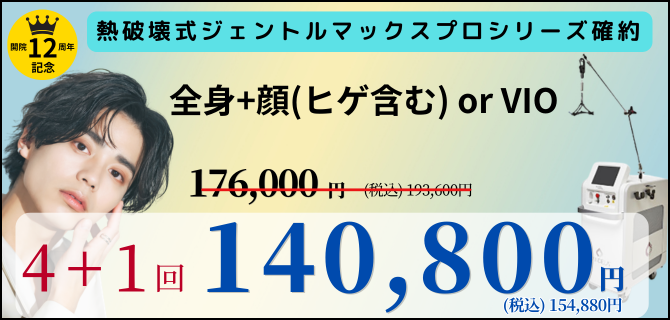 美容皮膚科アイエスクリニック メンズ医療脱毛 熱破壊式が全身+顔 or VIOで5回176,000円(税込193,600円)