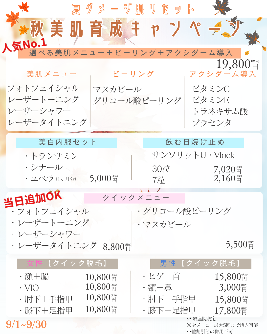 2026年9月キャンペーン 美容皮膚科アイエスクリニック銀座